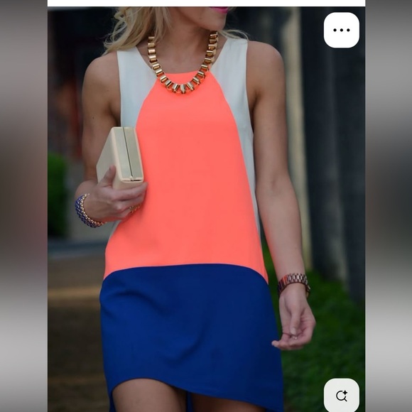 Skies Are Blue Color Block Shift Dress Size Large - Picture 1 of 5